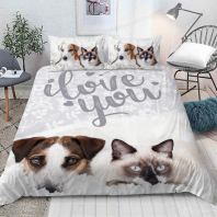 Фото Постельное бельё Собака Джек рассел и Сиамская кошка от интернет-магазина Галактика текстиля