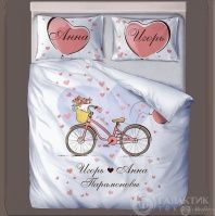 Изображение Именное постельное бельё Велосипедисты от интернет-магазина Галактика текстиля