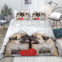  Постельное бельё Мопсы Красные сердца фото