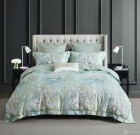 Постельное белье фланель Цветы на голубом изображение