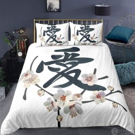 Постельное бельё Иероглифы и сакура изображение