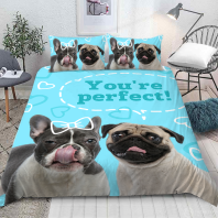 Фотография Постельное белье Собачки Мопс и Бульдог