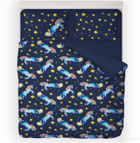 Фотография Постельное бельё С Единорогом синее