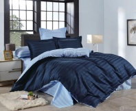 Постельное белье Сине-голубое Страйп-сатин от интернет-магазина Галактика текстиля Постельное белье Сине-голубое Страйп-сатин изображение