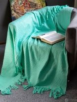 Покрывало Вафельное ментоловое от интернет-магазина Галактика текстиля картинка Покрывало Вафельное ментоловое