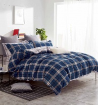 Постельное белье твил Темно синяя клетка изображение