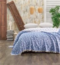 Покрывало PIQUE голубое от интернет-магазина Галактика текстиля Фотография Покрывало PIQUE голубое