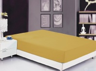 Простыня на резинке софткоттон горчичная от интернет-магазина Галактика текстиля Простыня на резинке софткоттон горчичная фотография
