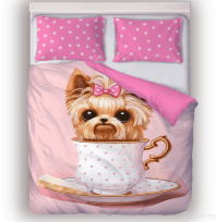 Постельное бельё с Йоркширским терьером от интернет-магазина Галактика текстиля Фото Постельное бельё с Йоркширским терьером от интернет-магазина Галактика текстиля