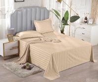 Простыня Valtery страйп-сатин крем от интернет-магазина Галактика текстиля Простыня Valtery страйп-сатин крем фотография