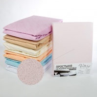 Фото Простыня махровая на резинке розовая Valtery (PM)