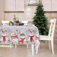 Скатерть Новогодние истории снеговиков фотография