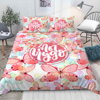 Постельное бельё Бабочки SARAH розовое купить в интернет магазине||Галактика текстиля Фото Постельное бельё Бабочки SARAH розовое