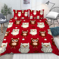 Фотография Постельное белье С совами на красном