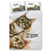 Прикольное постельное бельё Кошки и Еда изображение