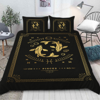 Фото Постельное белье Рыбы золото на чёрном