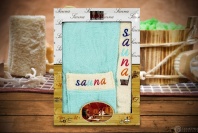 Набор для сауны женский Turkiz голубой купить в Москве Картинка Набор для сауны женский Turkiz голубой