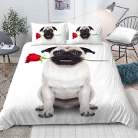 Постельное белье Мопс с розой изображение