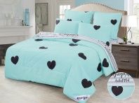 Постельный набор Сердца на голубом купить в интернет магазине||Галактика текстиля Фото Постельный набор Сердца на голубом