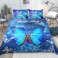 Постельное белье Бабочки на голубом купить в интернет магазине||Галактика текстиля Фото Постельное белье Бабочки на голубом