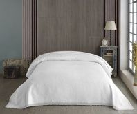 картинка Покрывало Valtery Белое с отделкой