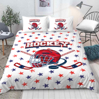 Постельное бельё Хоккей красно-синие от интернет-магазина Галактика текстиля Фотография Постельное бельё Хоккей красно-синие