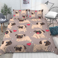  Постельное белье  Мопсы и сердечки фото