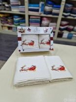 Набор подарочных полотенец Праздничые 2 шт. от интернет-магазина Галактика текстиля Набор подарочных полотенец Праздничые 2 шт. фотография