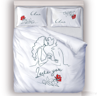Постельное белье Ты - моя любовь акварель от интернет-магазина Галактика текстиля Постельное белье Ты - моя любовь акварель фото