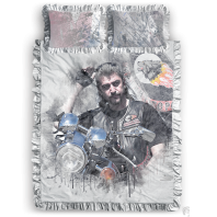 Изображение Постельное бельё С фото мужчины байкера от интернет-магазина Галактика текстиля