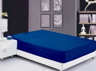 Простыня на резинке софткоттон синяя (PRMF-2) от интернет-магазина Галактика текстиля Простыня на резинке софткоттон синяя (PRMF-2) фотография