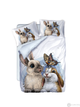 Постельное белье Кролики и бабочка от интернет-магазина Галактика текстиля Постельное белье Кролики и бабочка изображение